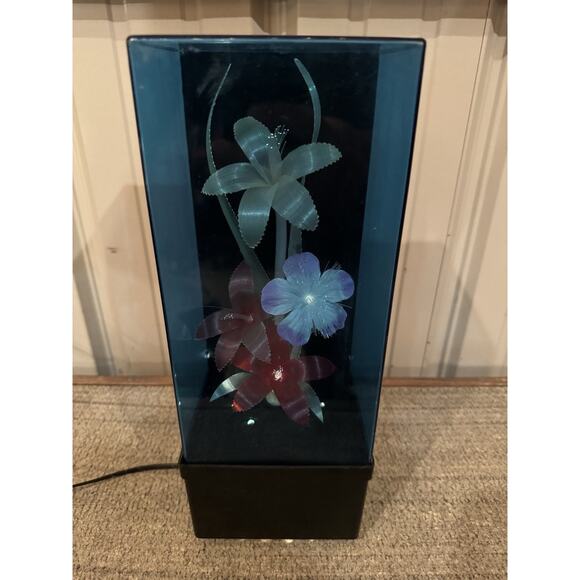 Vintage Fiber Optic Flower Display Case With Music Box- App 14” Tall- Read - Picture 12 of 14